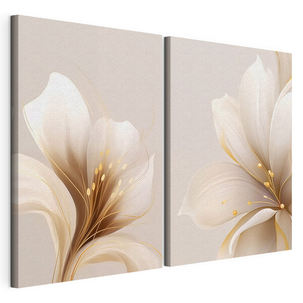 Elegante Blumenblüten in sanften Farbtönen Modularer Leinwanddruck Elegante Blumenblüten in sanften Farbtönen