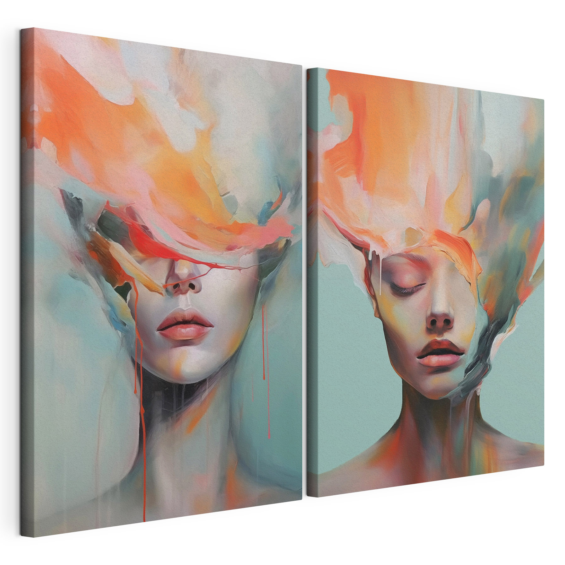 Collage of a woman's face and a painting Collage of a woman's face and a painting