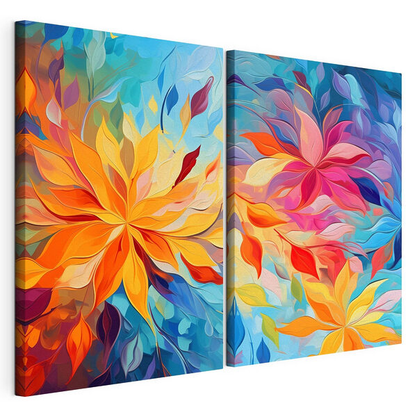Zwei Bilder von Blumen Modularer Leinwanddruck Zwei Bilder von Blumen