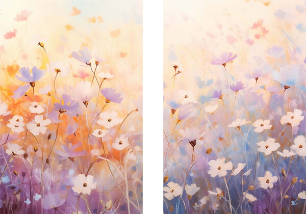 Painting of flowers in a field Painting of flowers in a field
