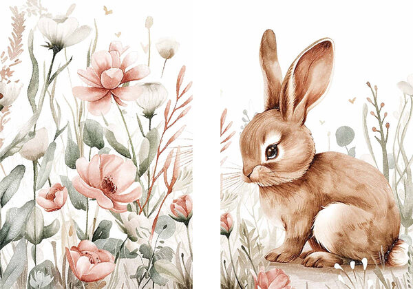 Rabbit and flowers Rabbit and flowers
