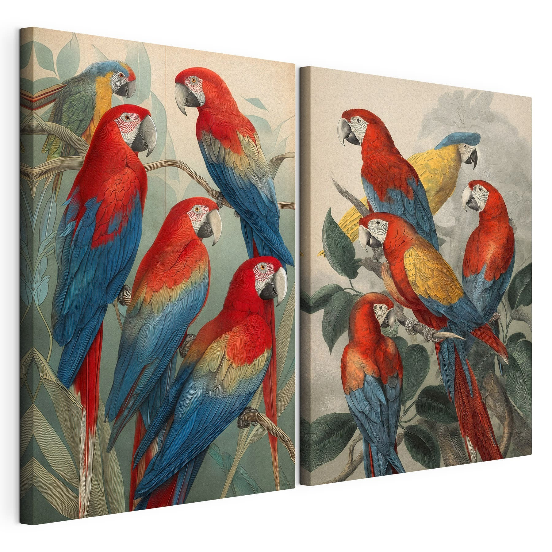 Group of parrots on a branch Group of parrots on a branch