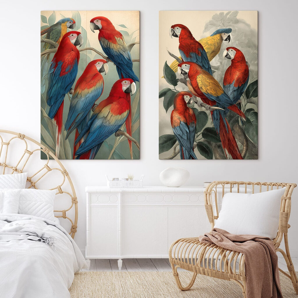 Group of parrots on a branch Group of parrots on a branch