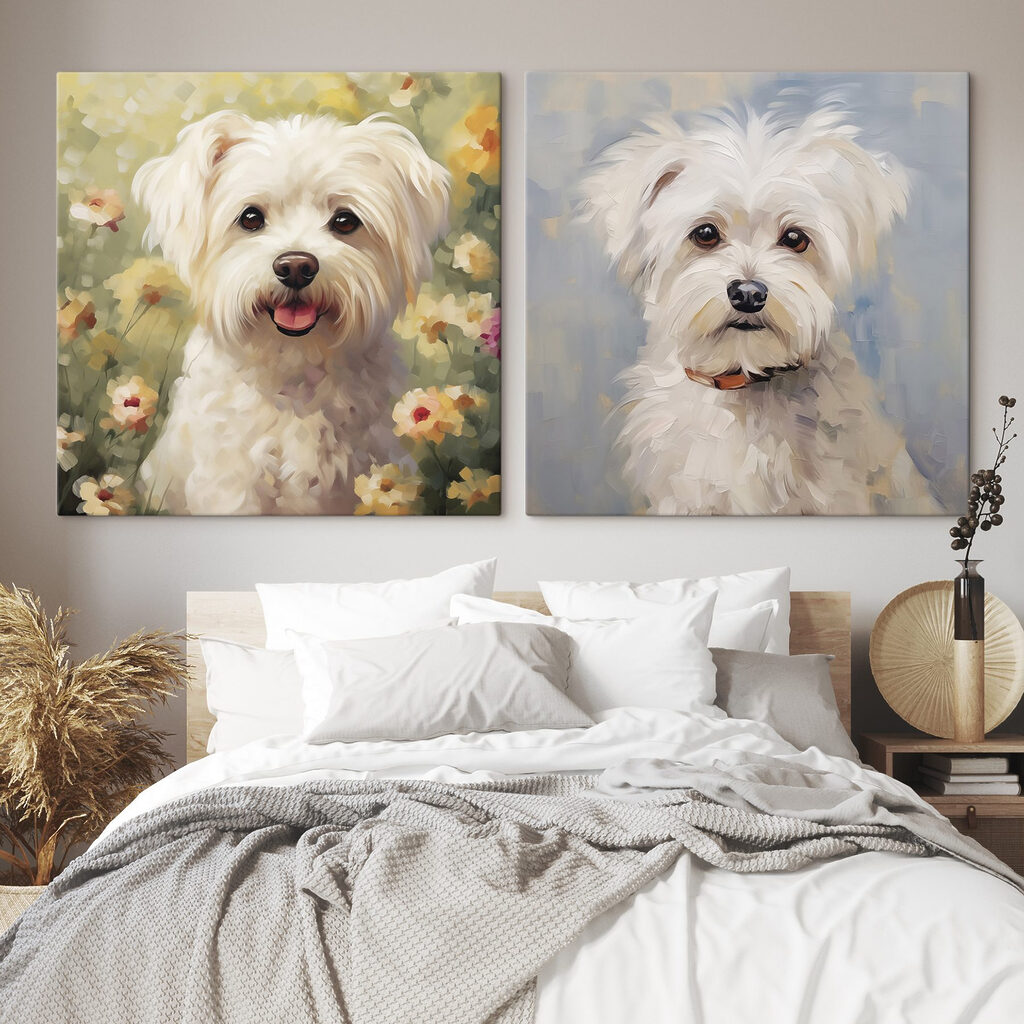 Cute pups in a floral setting Cute pups in a floral setting