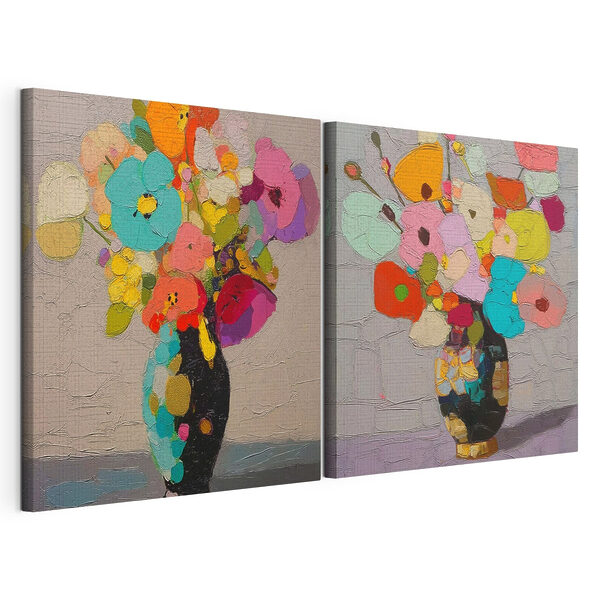Gemälde von Blumen in einer Vase Modularer Leinwanddruck Gemälde von Blumen in einer Vase