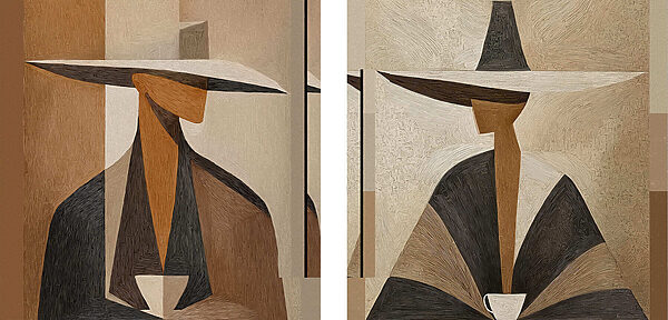 Collage of a woman in a hat Collage of a woman in a hat