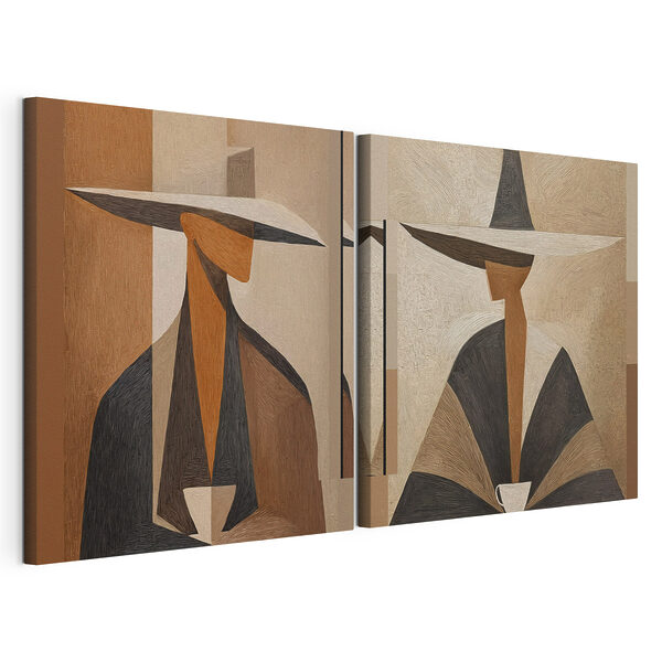 Collage einer Frau mit Hut Modularer Leinwanddruck Collage einer Frau mit Hut