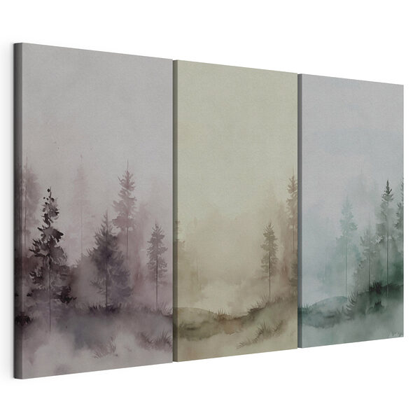 Gruppe von Bäumen in Aquarell Modularer Leinwanddruck Gruppe von Bäumen in Aquarell