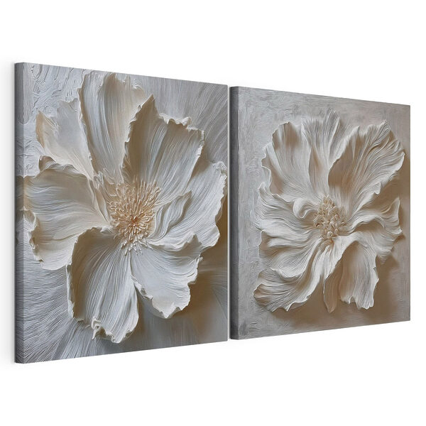 Elegante Blumenkunst in sanften Farbtönen Modularer Leinwanddruck Elegante Blumenkunst in sanften Farbtönen