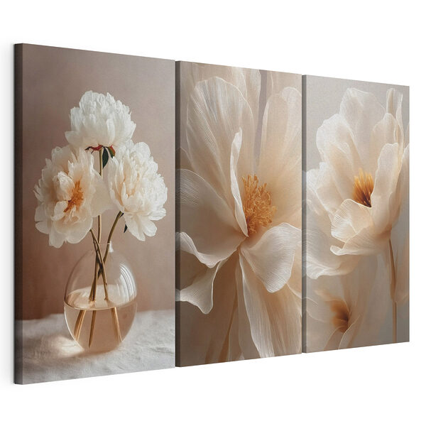 Vase mit weißen Blumen darin Modularer Leinwanddruck Vase mit weißen Blumen darin