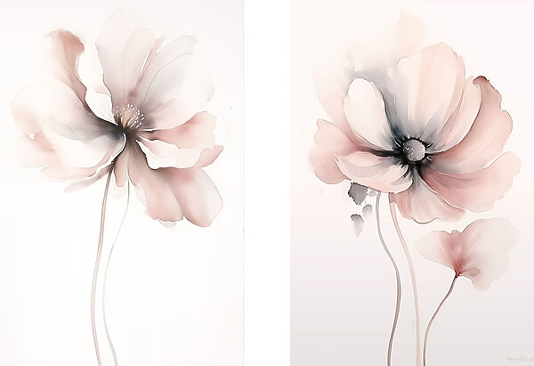 Painting of flowers on a white surface Painting of flowers on a white surface