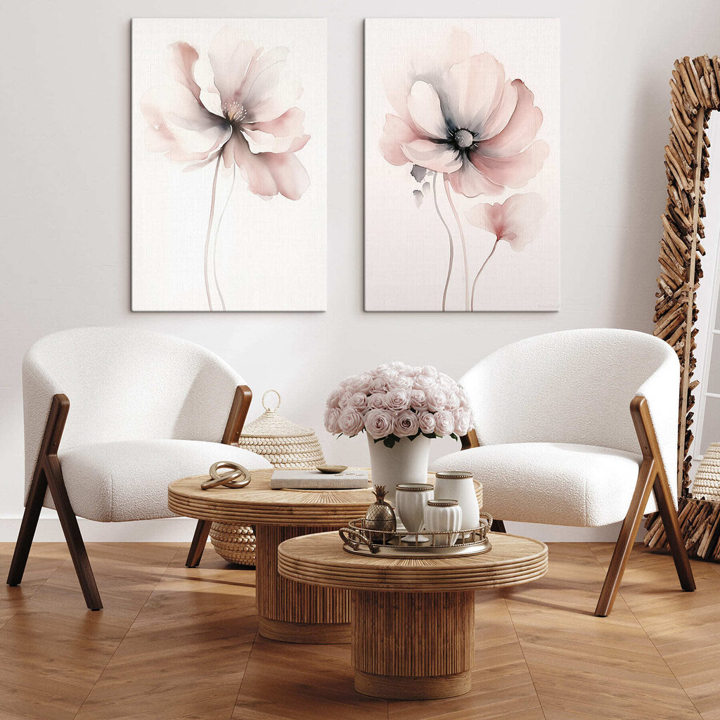 Painting of flowers on a white surface Painting of flowers on a white surface