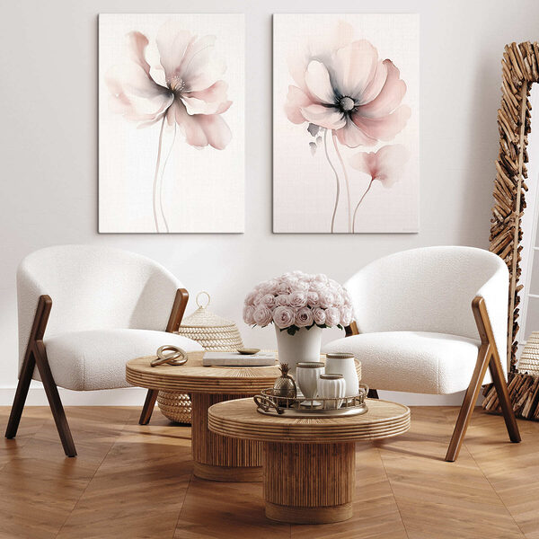 Painting of flowers on a white surface Painting of flowers on a white surface