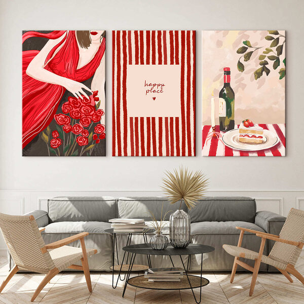 Collage of a woman holding a bouquet of roses and a candle Collage of a woman holding a bouquet of roses and a candle