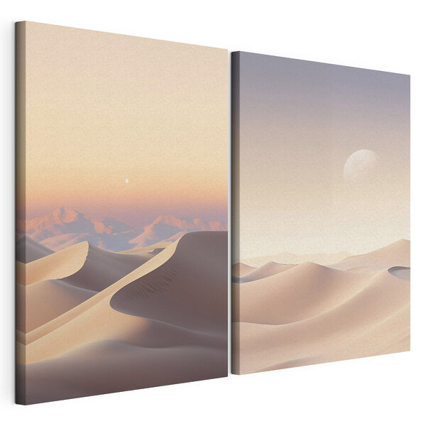 Wüstenlandschaft mit Mond Modularer Leinwanddruck Wüstenlandschaft mit Mond