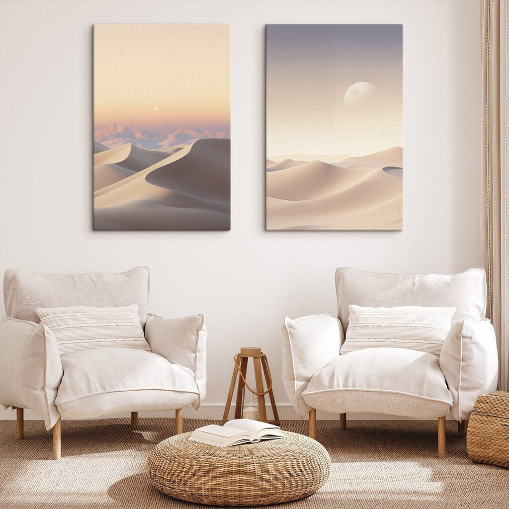 Desert landscape with a moon Desert landscape with a moon