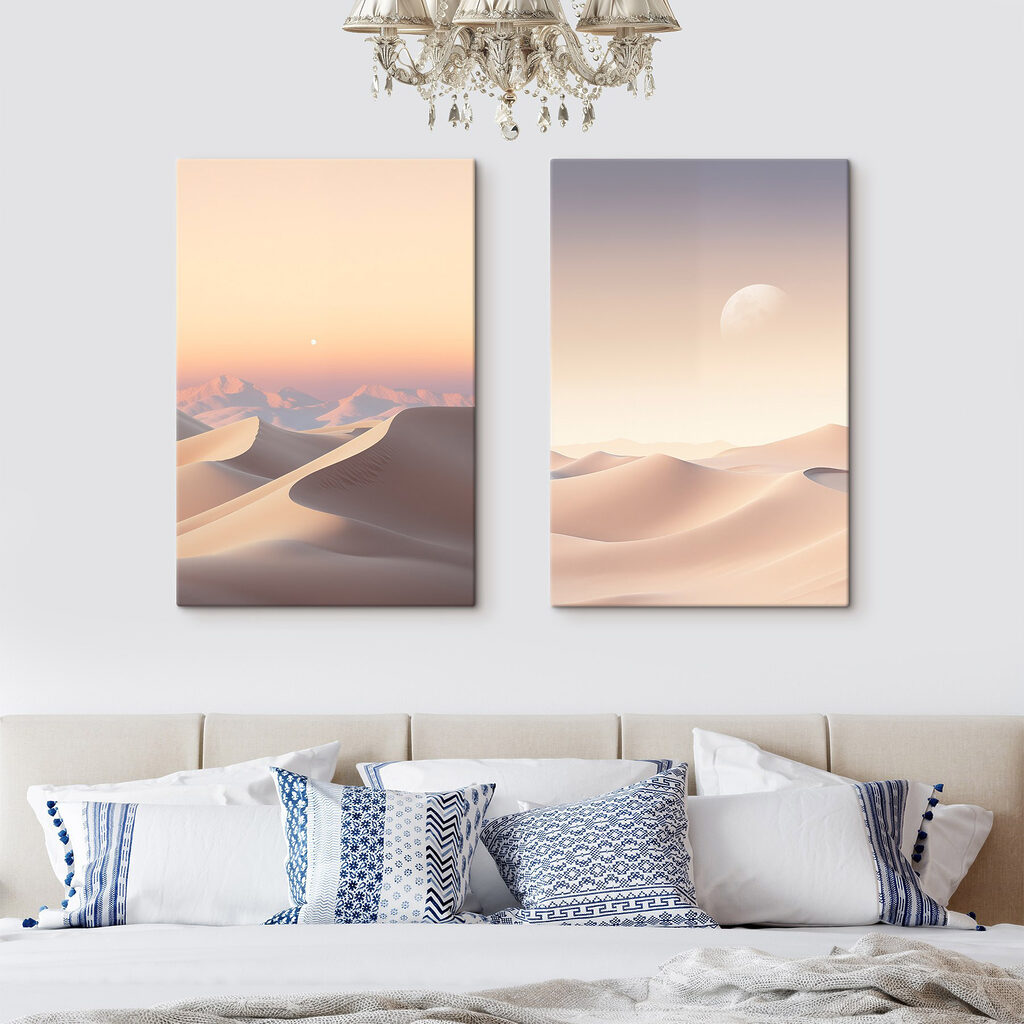 Desert landscape with a moon Desert landscape with a moon