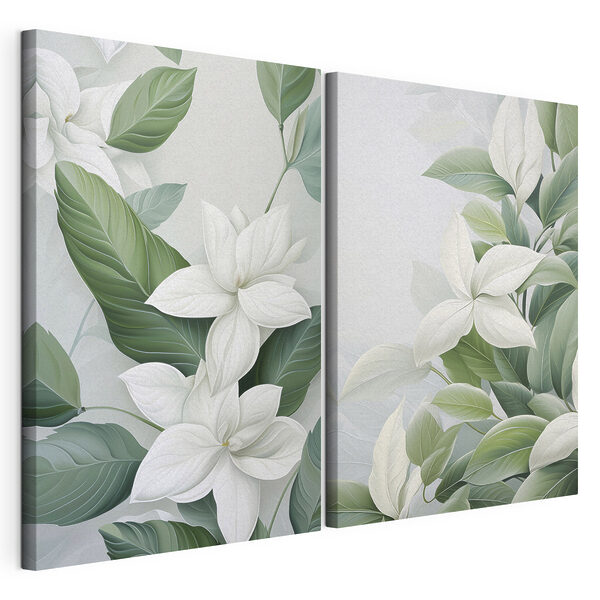 - Gelassene botanische Eleganz in sanften Farbtönen Modularer Leinwanddruck - Gelassene botanische Eleganz in sanften Farbtönen