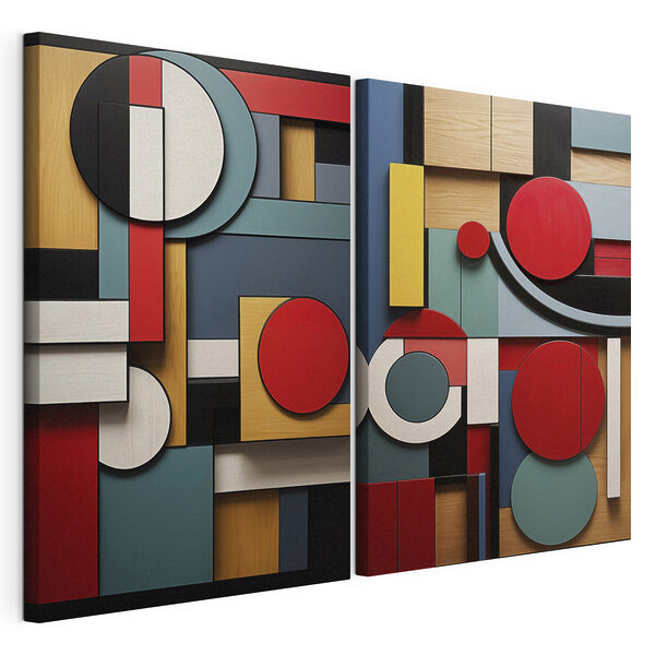 Collage aus verschiedenfarbigen Formen Modularer Leinwanddruck Collage aus verschiedenfarbigen Formen