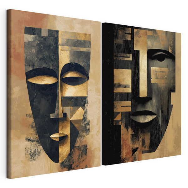 Collage aus zwei Masken Modularer Leinwanddruck Collage aus zwei Masken