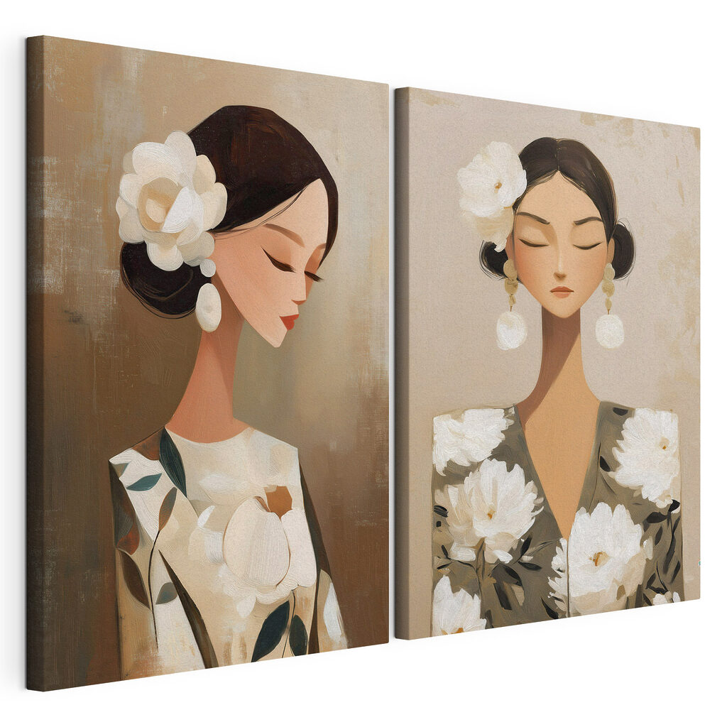 Collage of a woman with flowers in her hair Collage of a woman with flowers in her hair