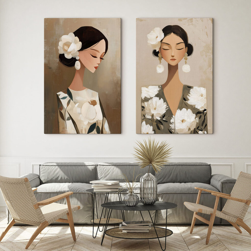 Collage of a woman with flowers in her hair Collage of a woman with flowers in her hair
