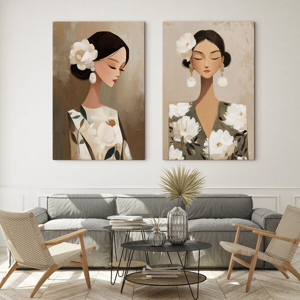 Collage of a woman with flowers in her hair Collage of a woman with flowers in her hair
