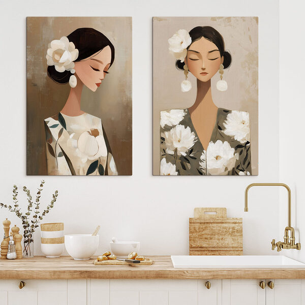 Collage of a woman with flowers in her hair Collage of a woman with flowers in her hair