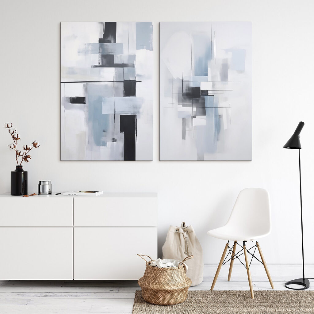 Painting of a grey and black art Painting of a grey and black art