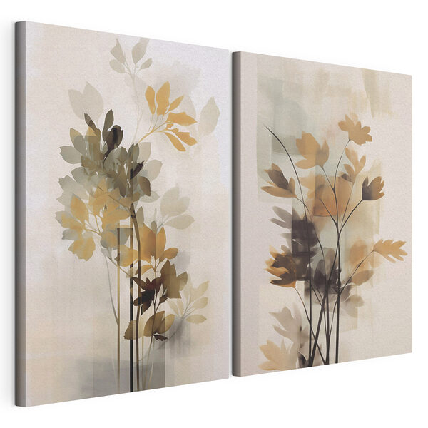 Modularer Leinwanddruck Gemälde von Blumen und Blättern