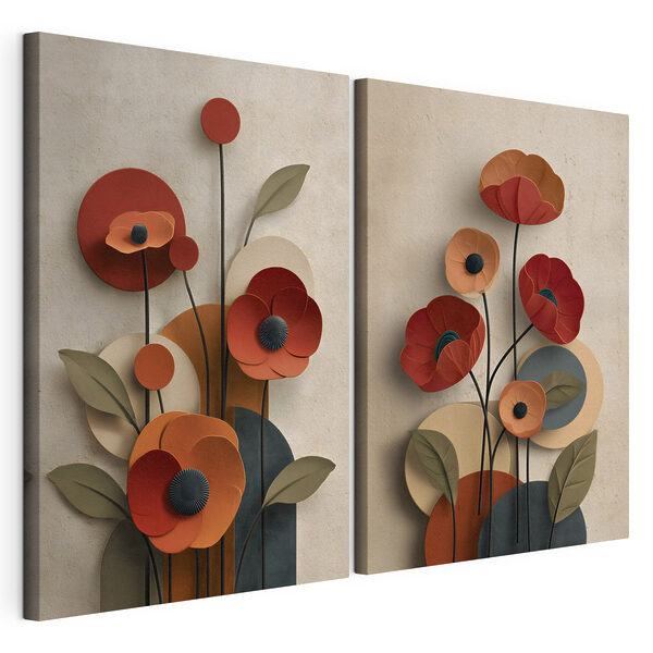 Blumen-Collage Modularer Leinwanddruck Blumen-Collage