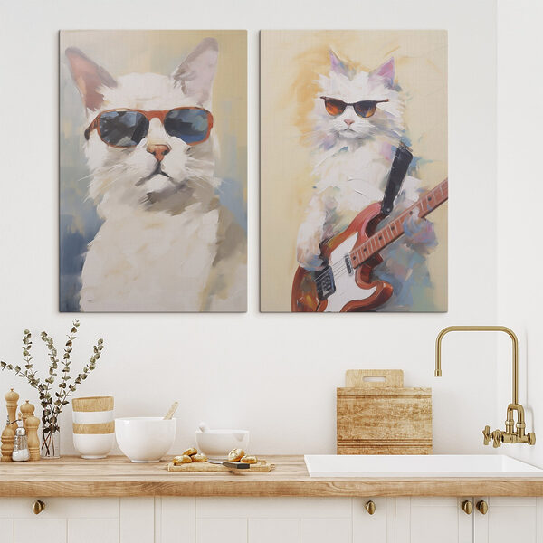 Cat wearing sunglasses and holding a guitar Cat wearing sunglasses and holding a guitar