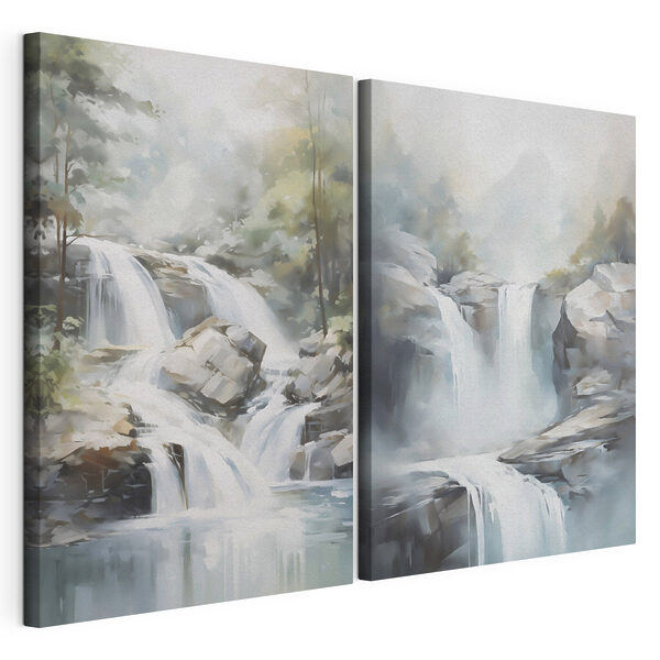 Gemälde eines Wasserfalls Modularer Leinwanddruck Gemälde eines Wasserfalls