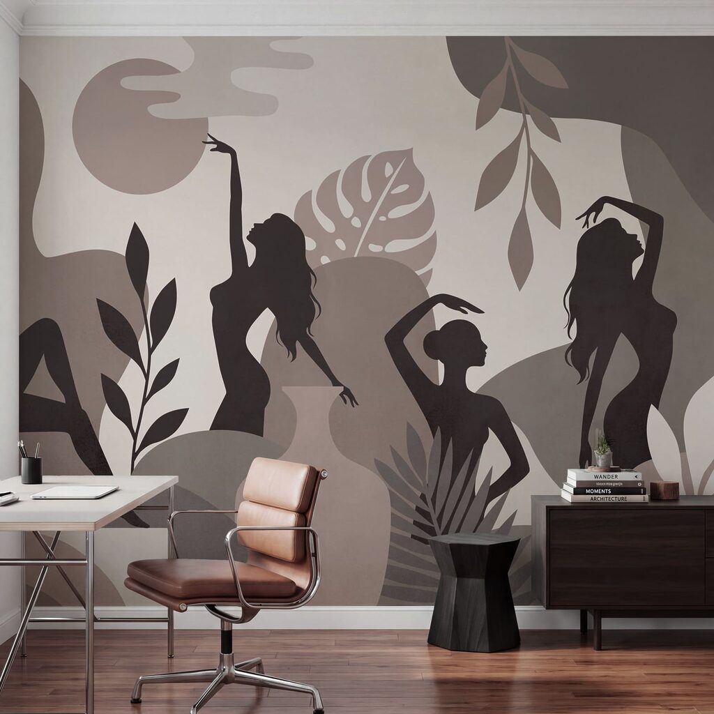 Elegante Silhouetten in einer ruhigen Landschaft Elegante Silhouetten in einer ruhigen Landschaft