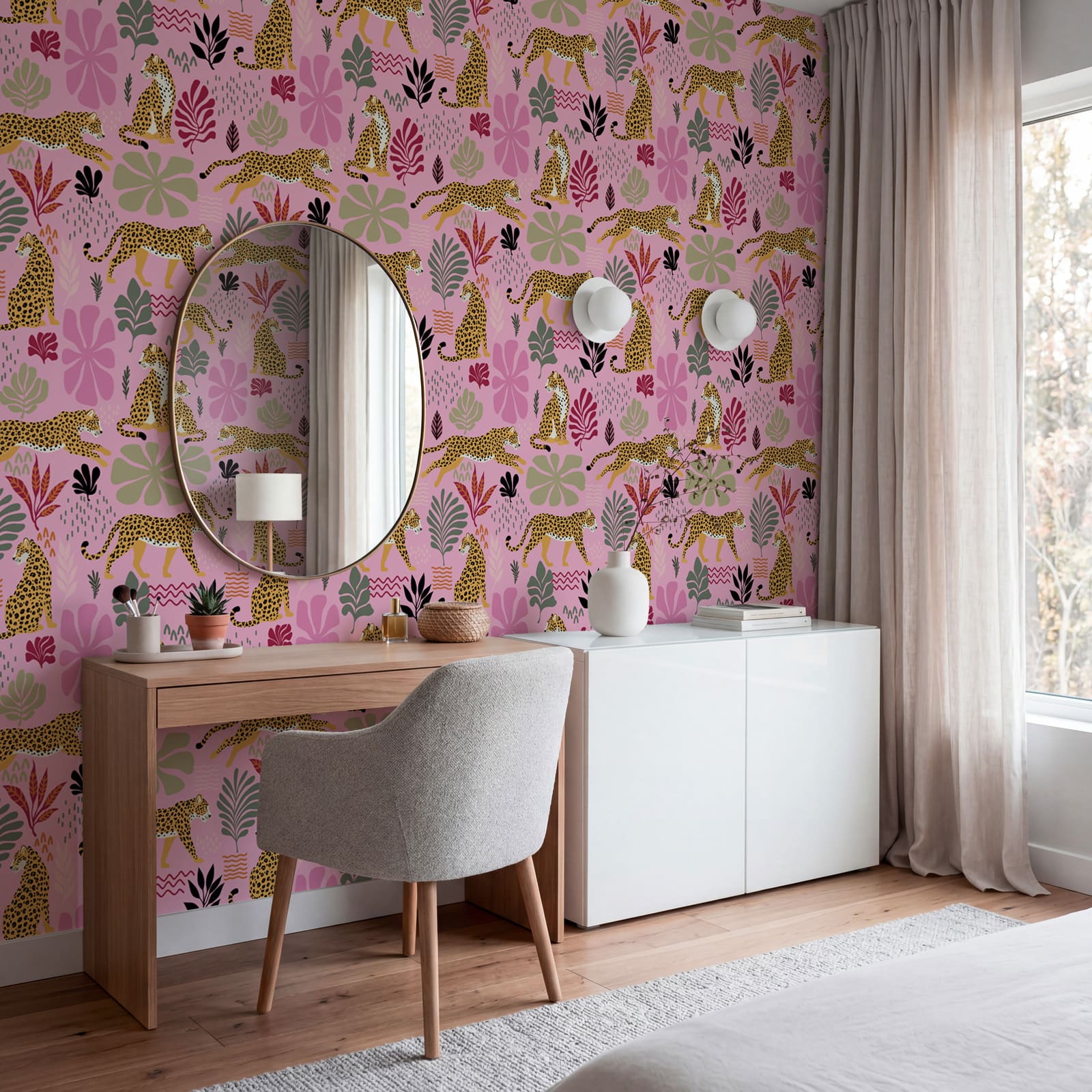 Muster aus Leoparden und Blumen Muster aus Leoparden und Blumen