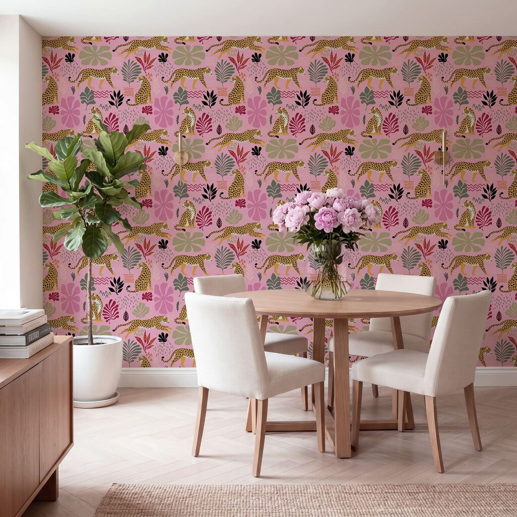 Muster aus Leoparden und Blumen Muster aus Leoparden und Blumen
