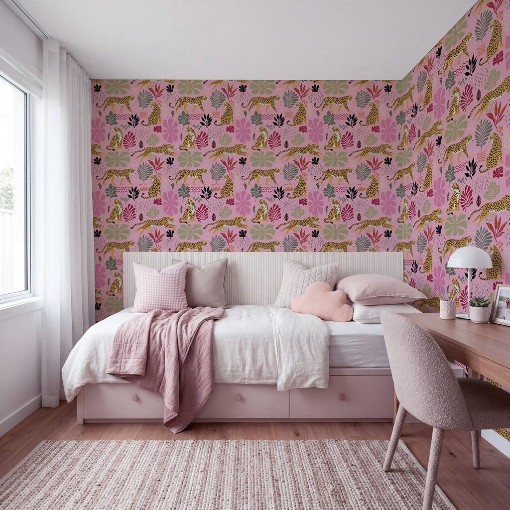 Muster aus Leoparden und Blumen Muster aus Leoparden und Blumen