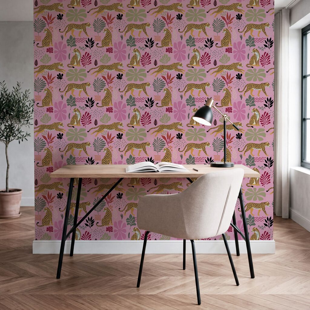 Muster aus Leoparden und Blumen Muster aus Leoparden und Blumen