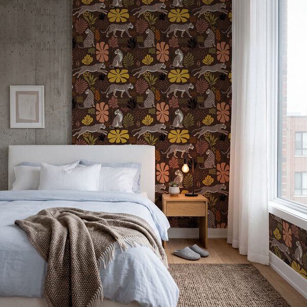Muster aus Leoparden und Blumen Muster aus Leoparden und Blumen