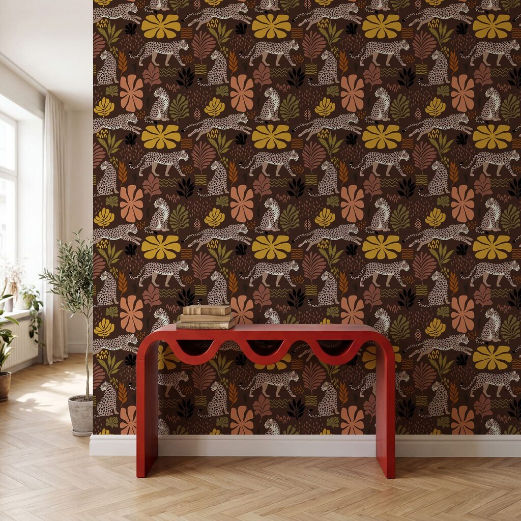 Muster aus Leoparden und Blumen Muster aus Leoparden und Blumen