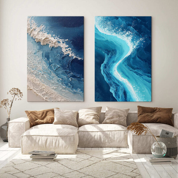 Flowing waves in serene blues Flowing waves in serene blues
