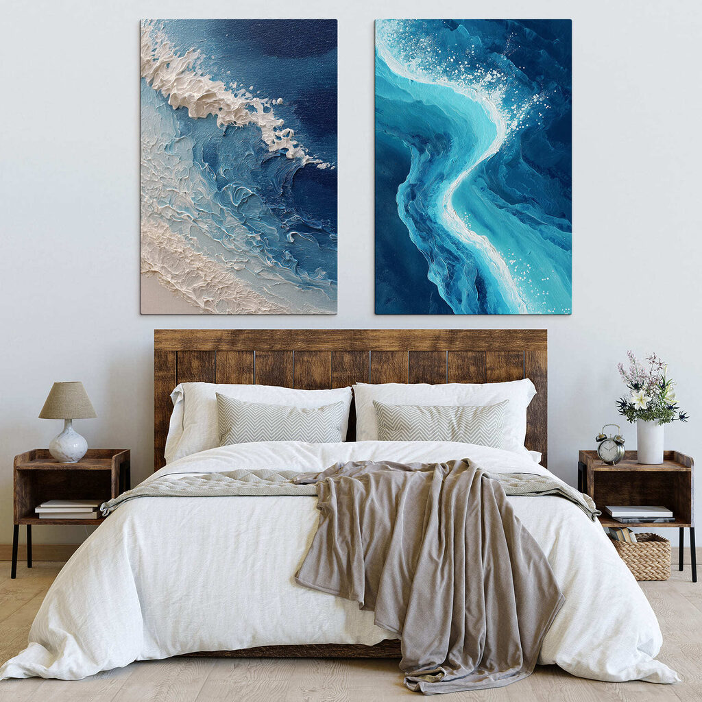 Flowing waves in serene blues Flowing waves in serene blues