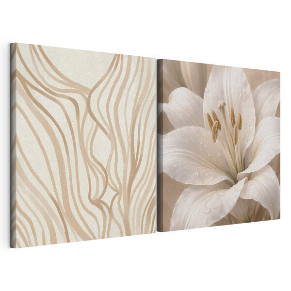 Fließende Linien und elegante Lilien Modularer Leinwanddruck Fließende Linien und elegante Lilien