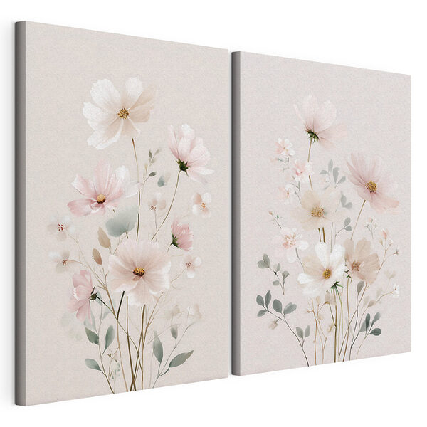 Ein paar Blumen auf weißem Hintergrund Modularer Leinwanddruck Ein paar Blumen auf weißem Hintergrund