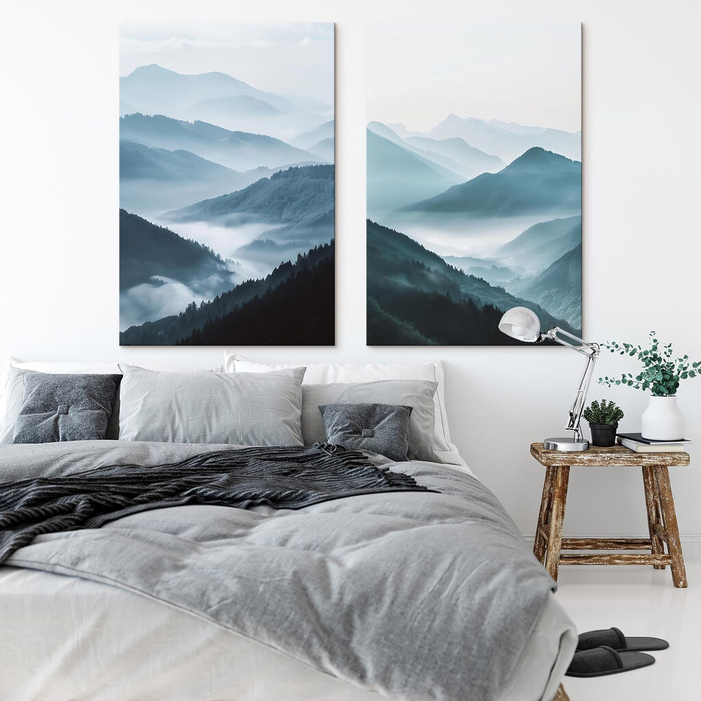 Collage of mountains with fog Collage of mountains with fog