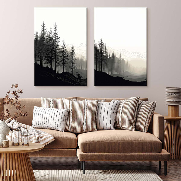 Black and white image of a forest Black and white image of a forest