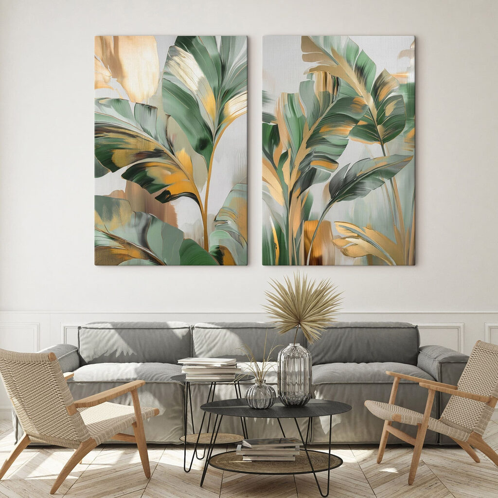 Painting of leaves on a glass surface Painting of leaves on a glass surface