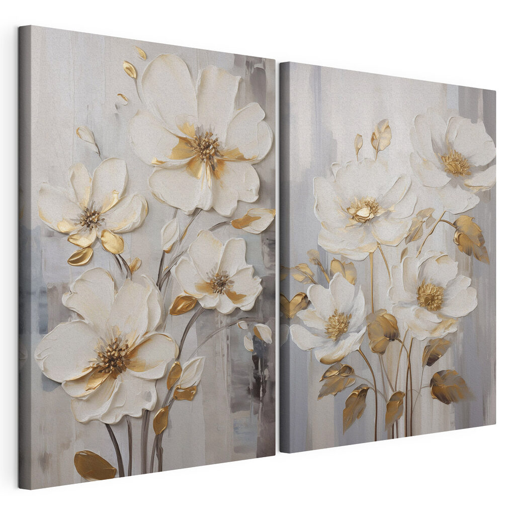 Painting of flowers on a grey background Painting of flowers on a grey background