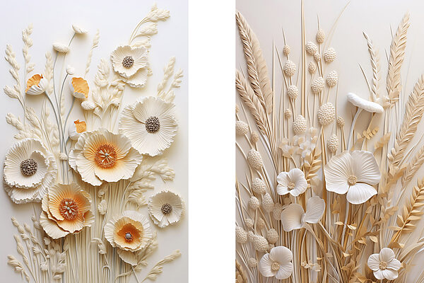 Collage of flowers and wheat Collage of flowers and wheat