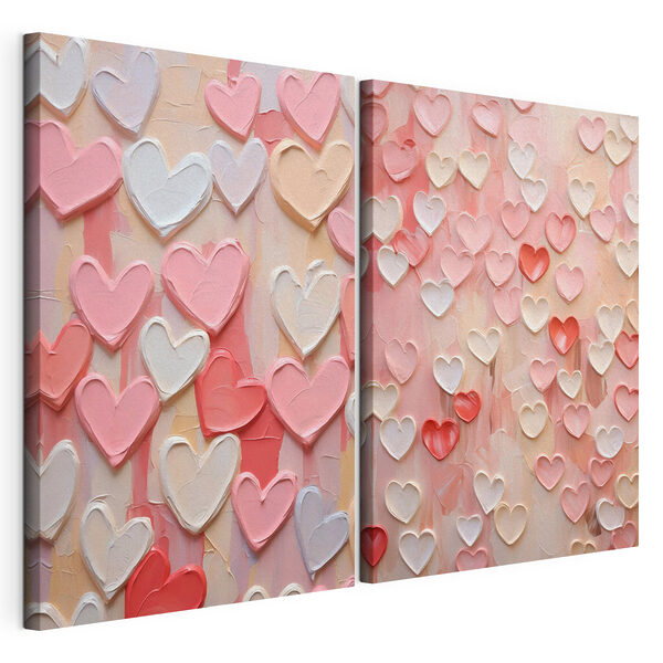 Collage aus rosa und weißen Herzen Modularer Leinwanddruck Collage aus rosa und weißen Herzen